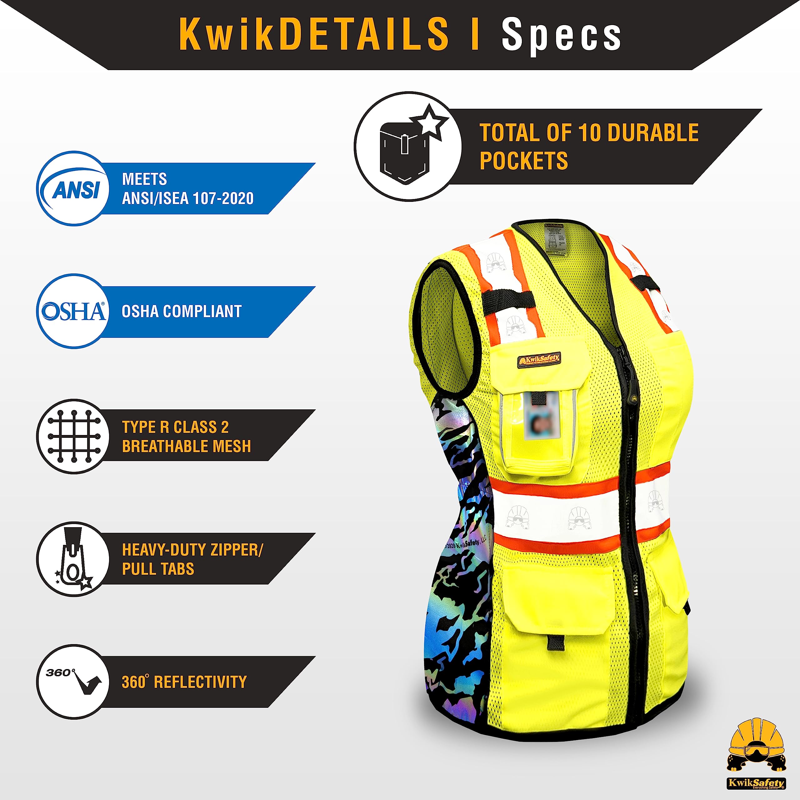 KwikSafety TIGER QUEEN zipper and elastic waist showing secure fit benefit
