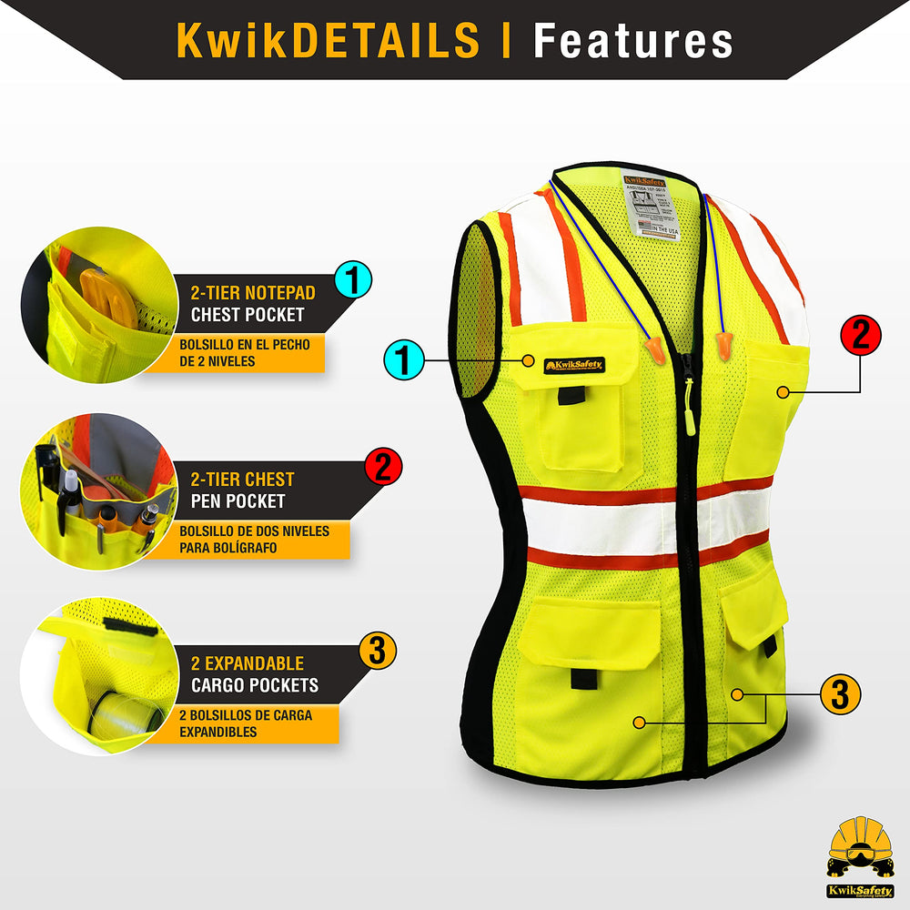KwikSafety zipper and hem detail showing durable closure and comfortable waistband