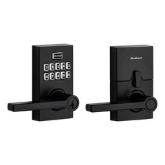 Kwikset SmartCode 917 front view showing matte black keypad and lever, modern curb appeal