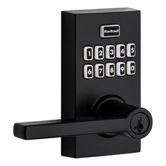 Kwikset SmartCode 917 close-up of touchscreen keypad with clear numbers, easy code entry