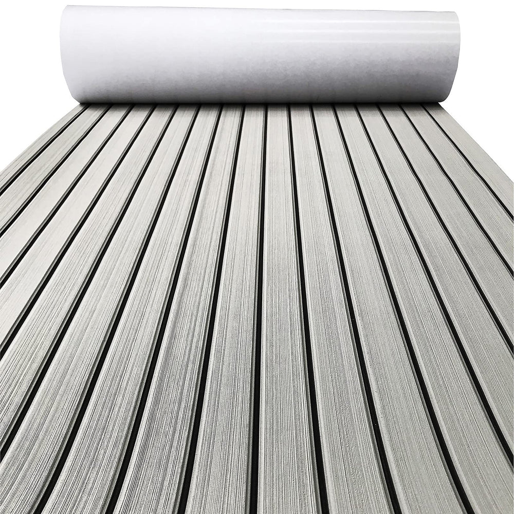 KXKZREN front view of faux teak sheet showing neat plank pattern and aesthetic upgrade