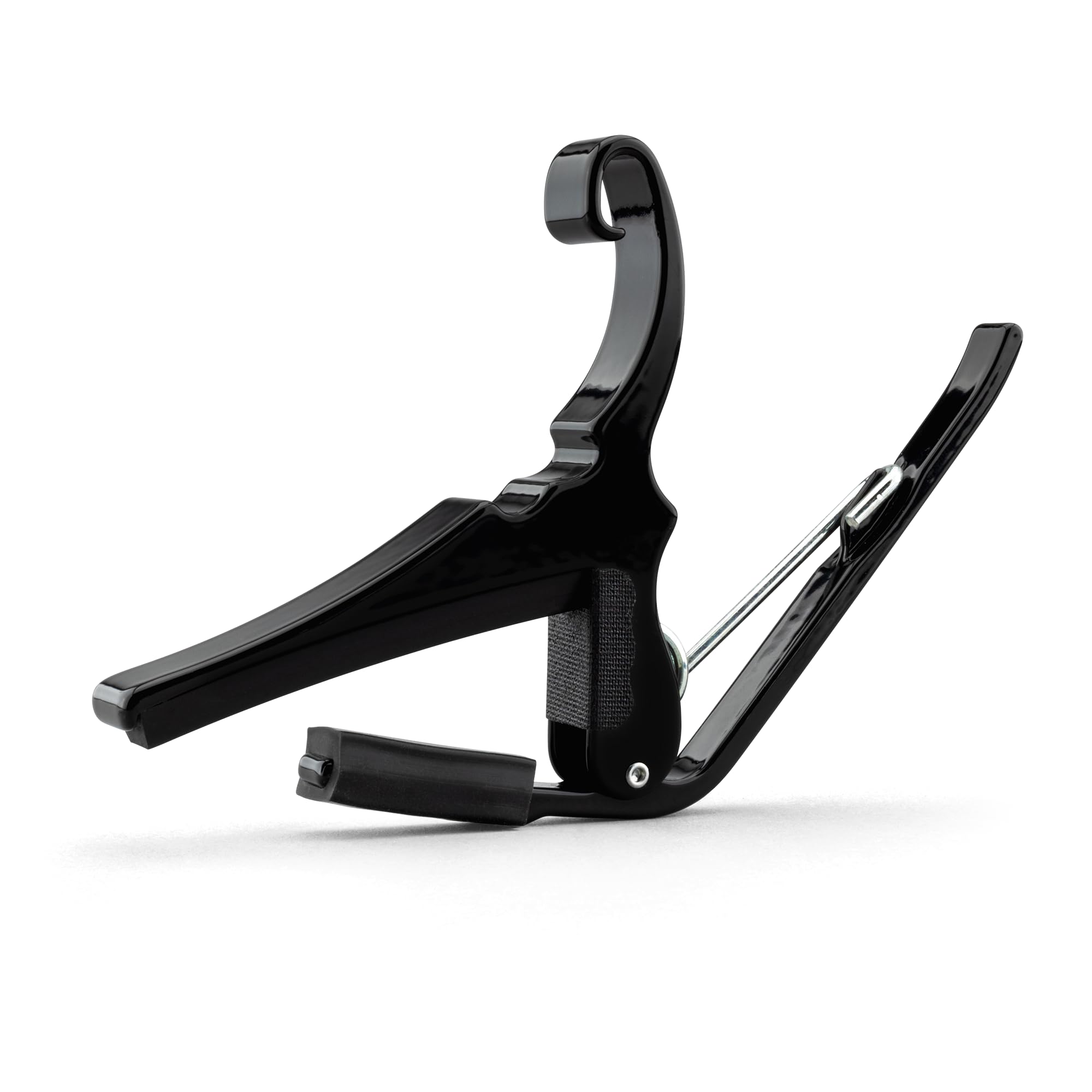 Kyser capo padded bar close-up protecting fretboard and improving tone