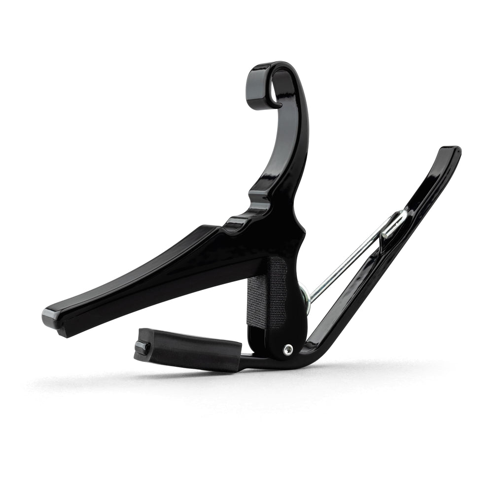 Kyser capo padded bar close-up protecting fretboard and improving tone