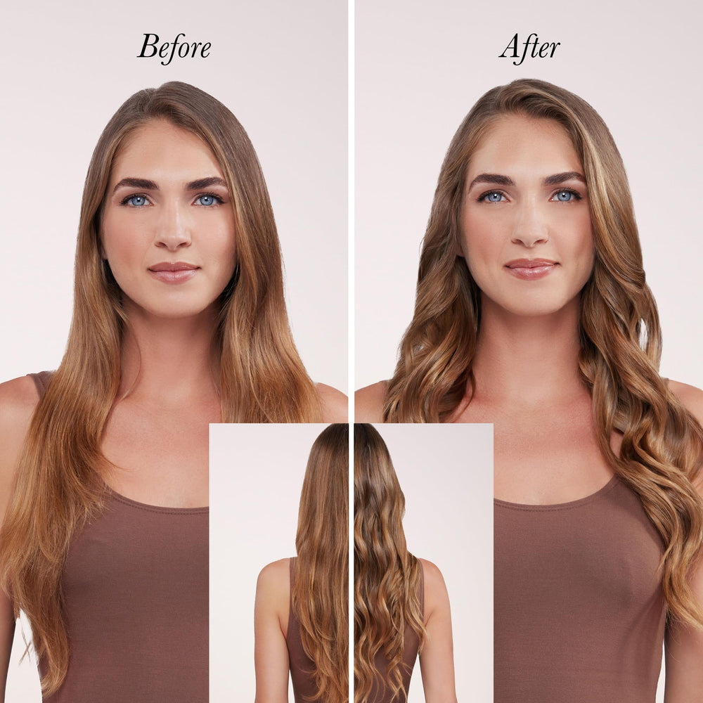 L'ANGE HAIR before and after hair showing enhanced volume and waves