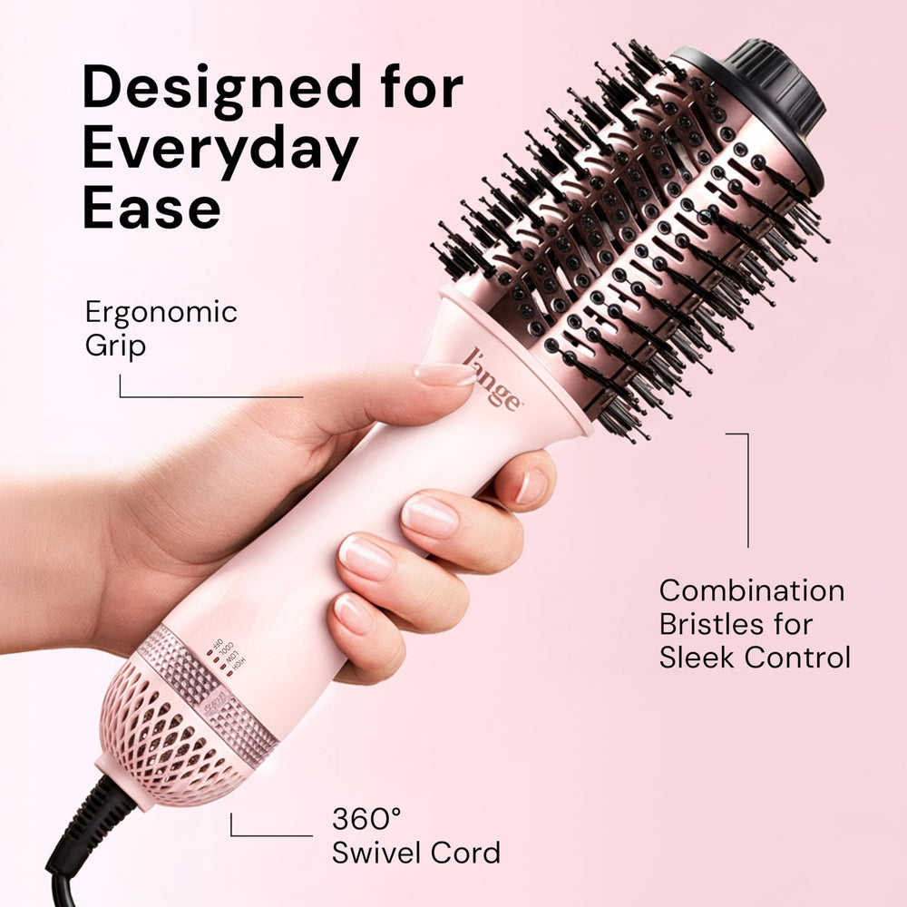 L'ANGE HAIR size and scale with hand indicating easy maneuverability benefit