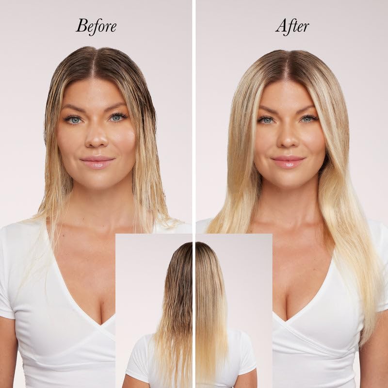 L'Ange Hair Soleil styling use during a blowout to demonstrate fast, frizz-reducing performance