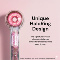 L'ANGE HAIR side profile of HaloRing highlighting lightweight balance for arm comfort