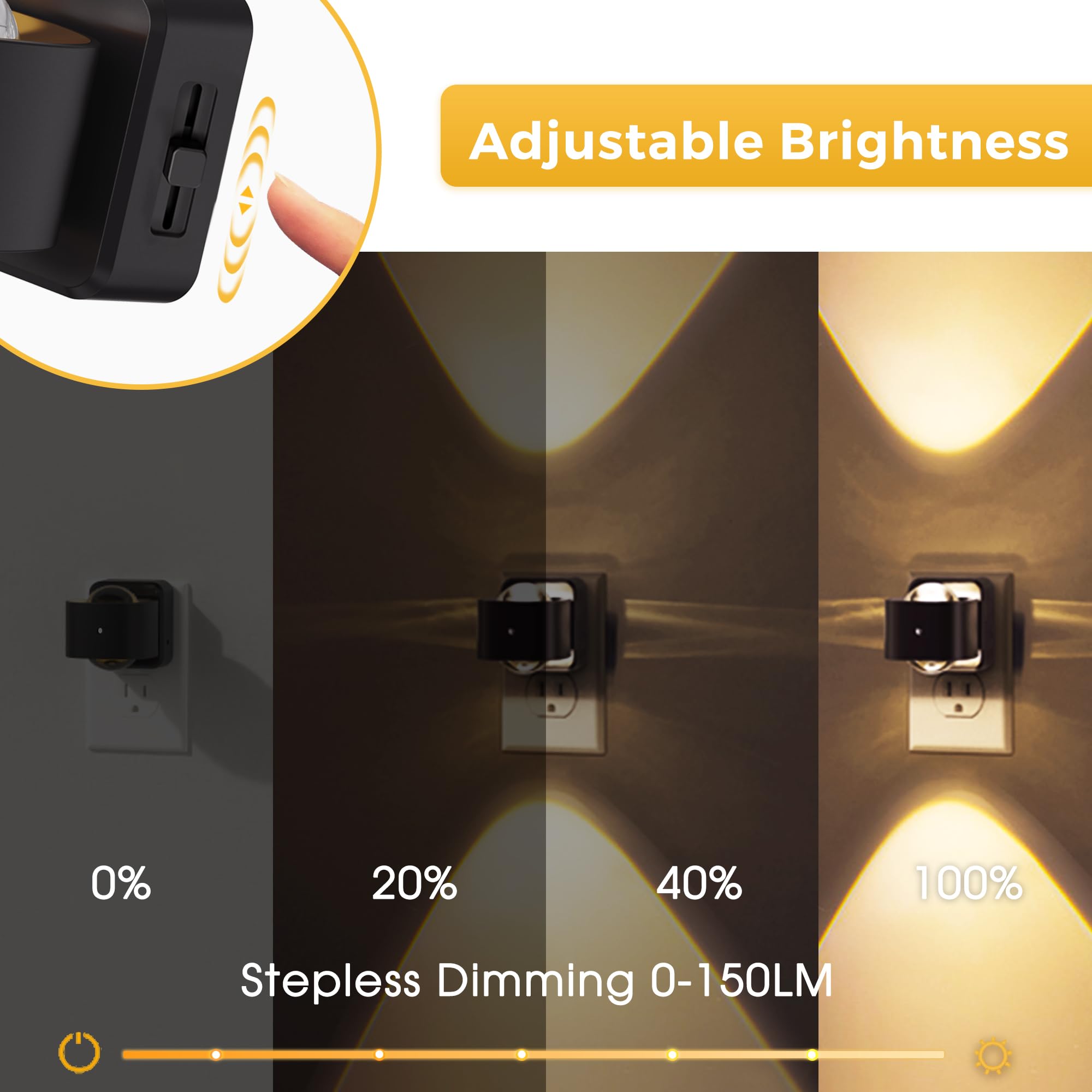 L LOHAS LED close-up of brightness control button for adaptable lighting levels