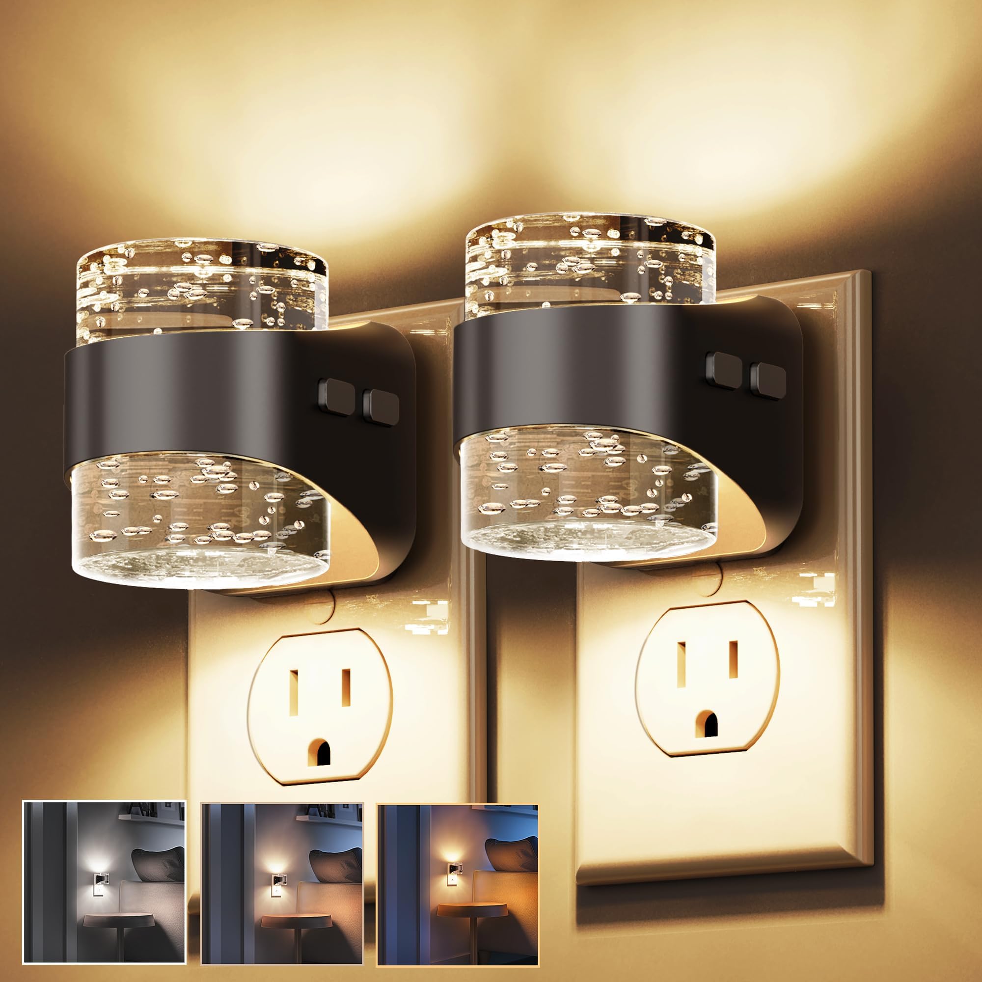 L LOHAS LED front view of bubble night light showing elegant silhouette and soft glow