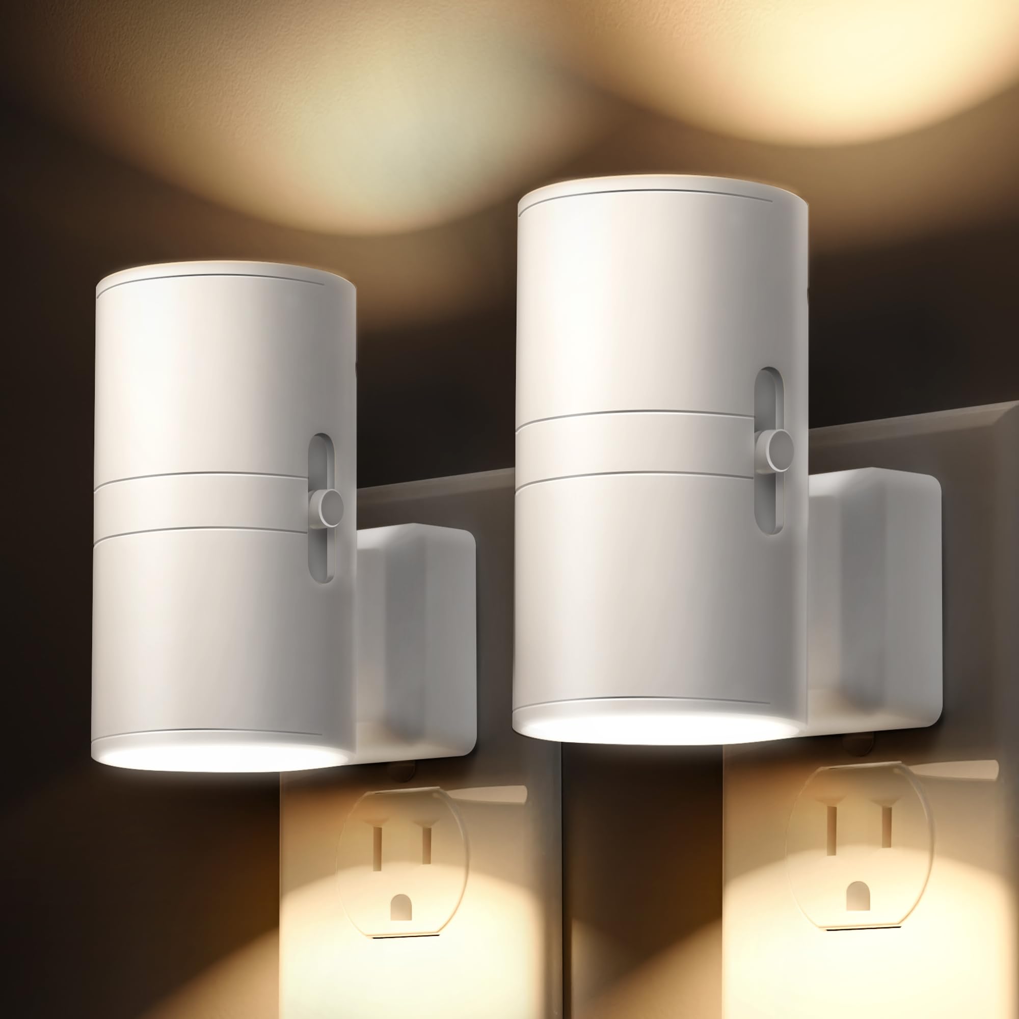 L LOHAS LED front view plugged in showing soft warm glow and space-saving design