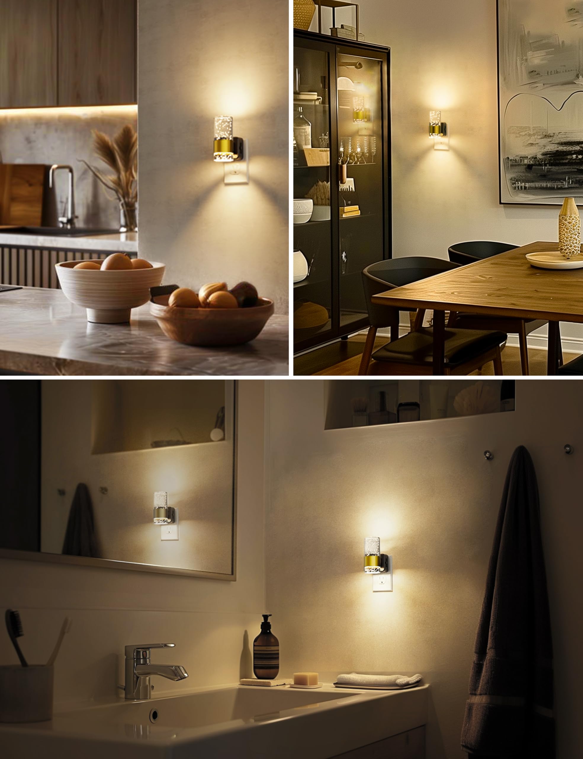 L LOHAS LED mounted in bathroom providing safe, soft illumination near sink