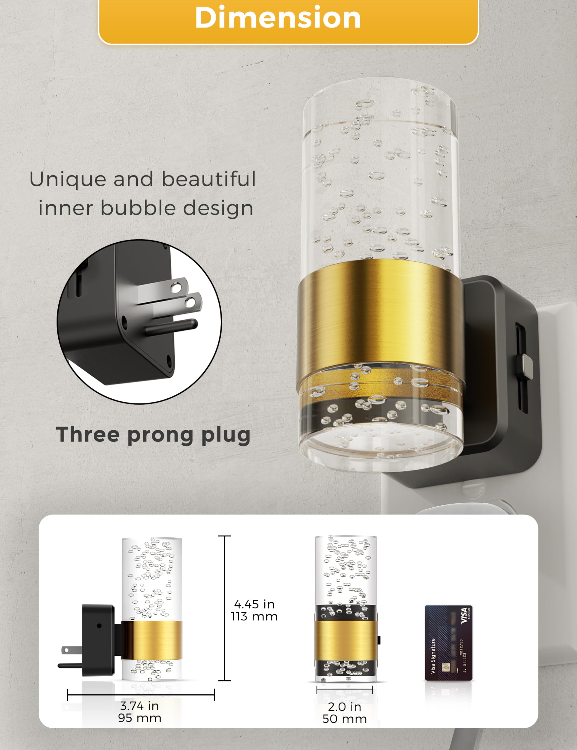L LOHAS LED three-prong plug detail for secure installation in standard outlets