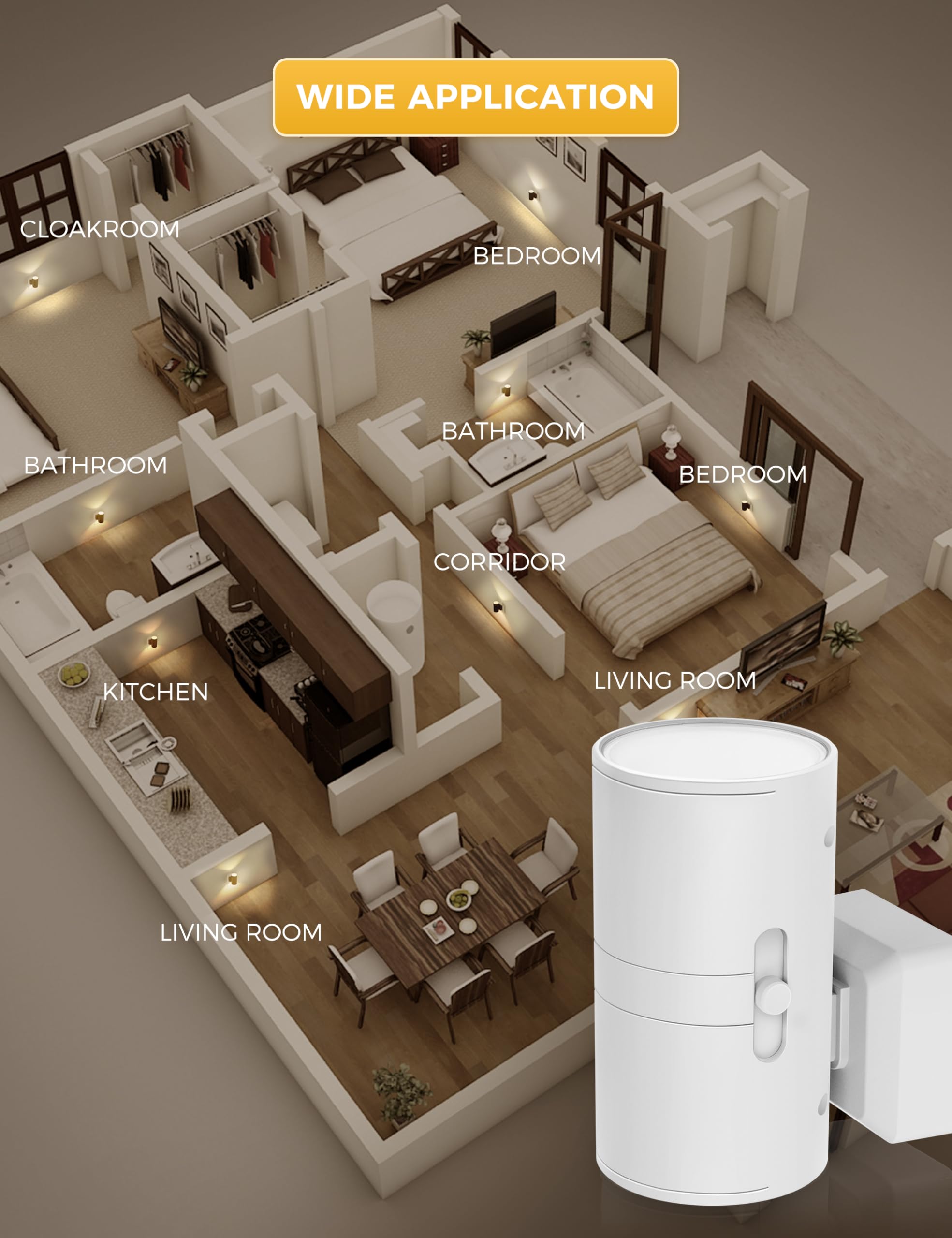 L LOHAS LED next to a hand to show compact size and easy portability