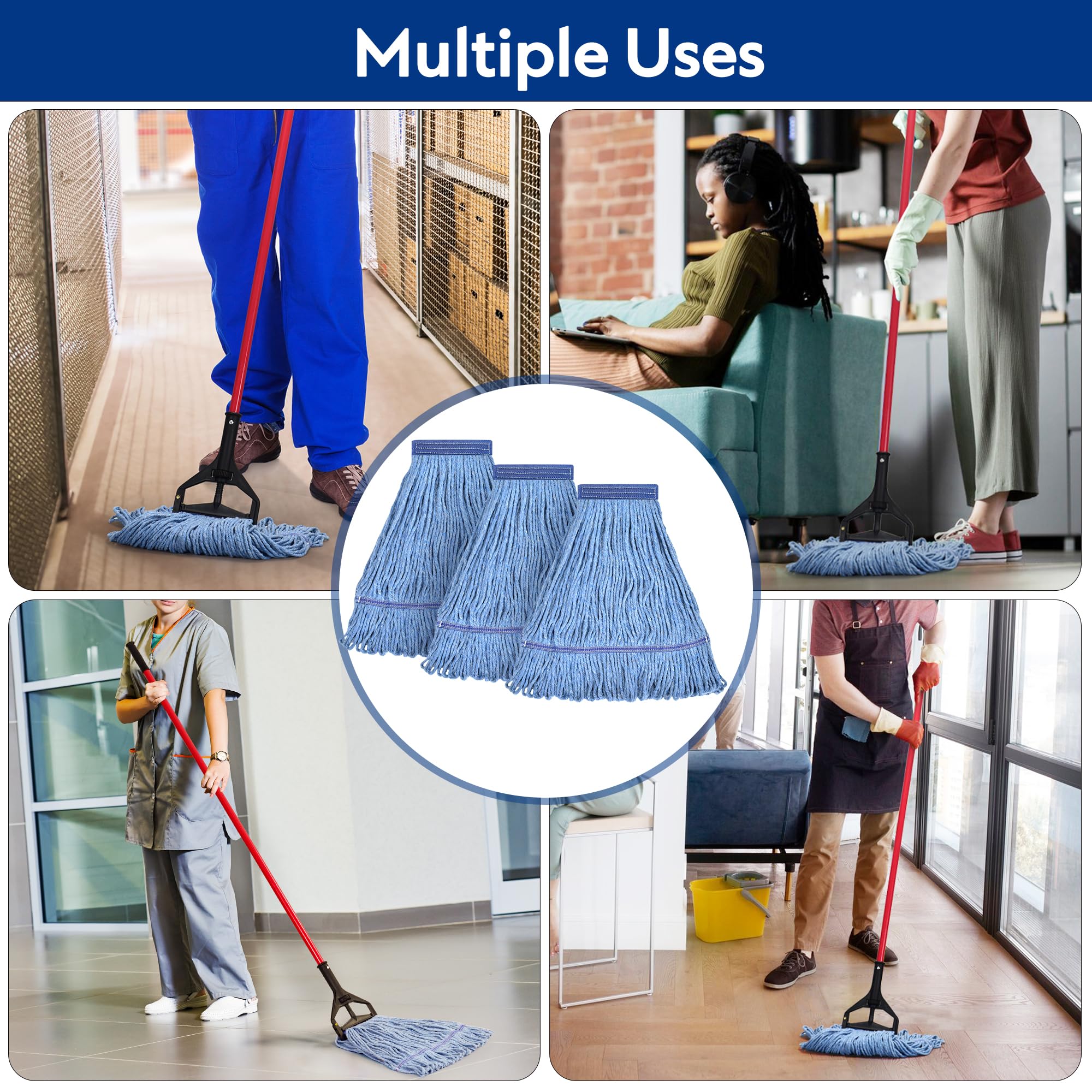 L Luke Supply mop in use on commercial tile floor showing efficient cleaning performance
