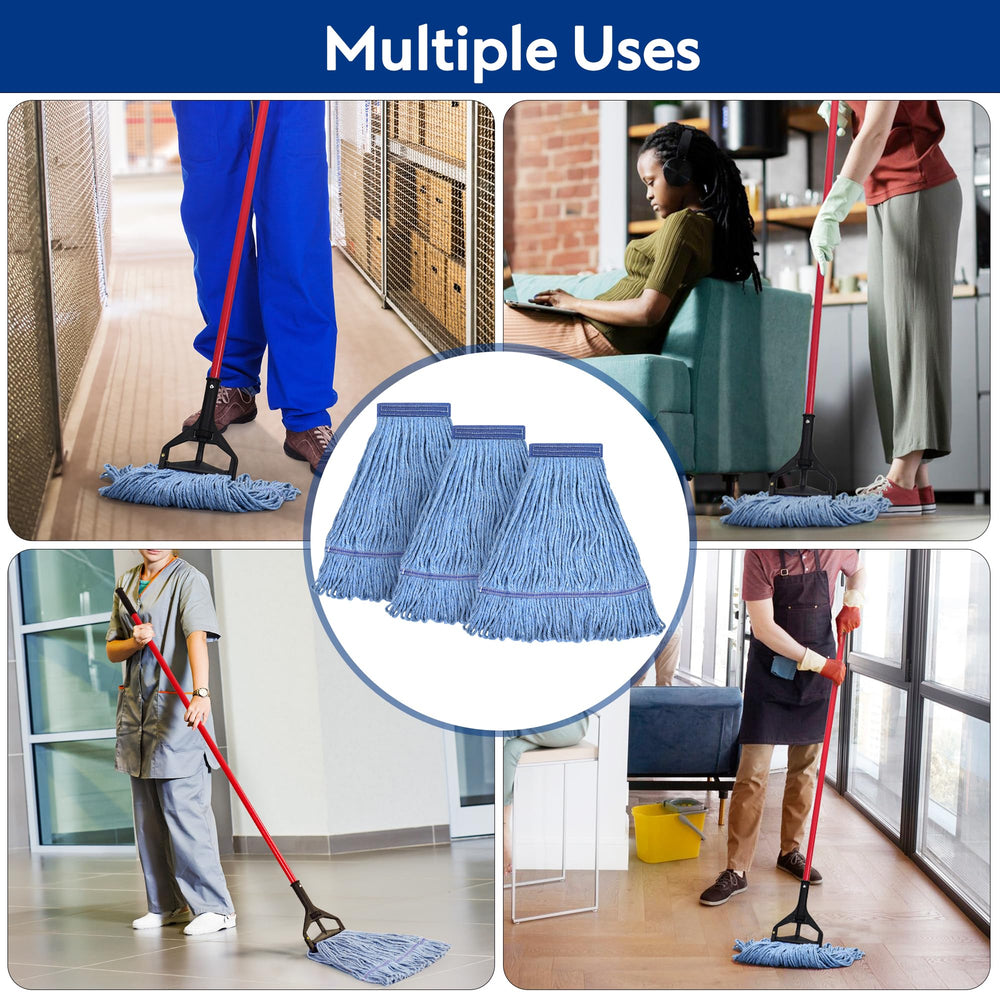 L Luke Supply mop in use on commercial tile floor showing efficient cleaning performance