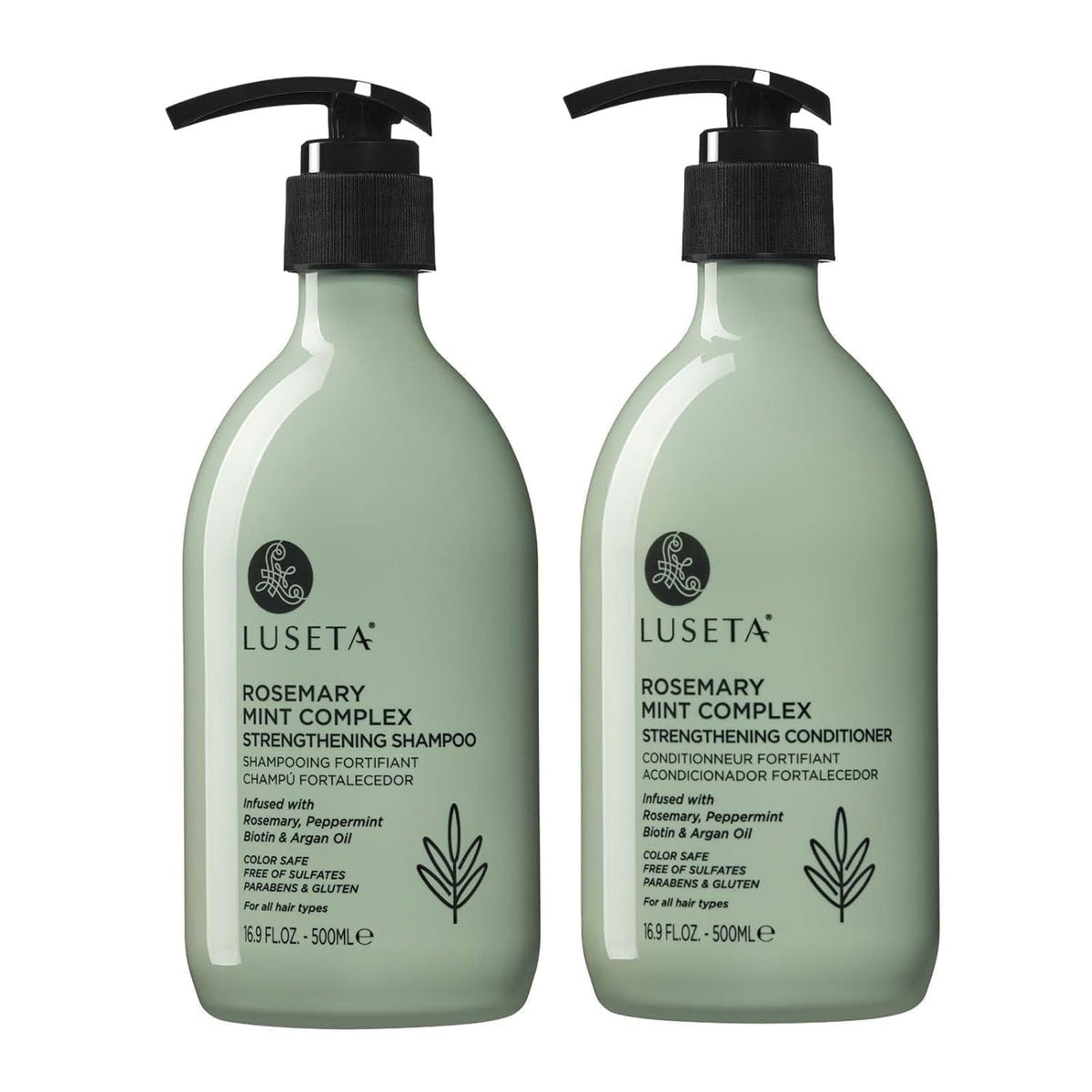 L LUSETA front packaging showing rosemary mint duo and benefits