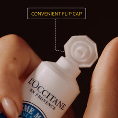 L'Occitane Shea Butter tube label detail highlights rich formula for deep nourishment benefit