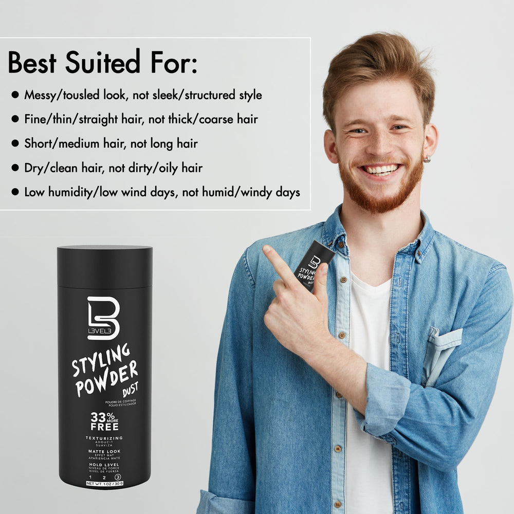 L3 styled pompadour on model showing textured matte look for photos