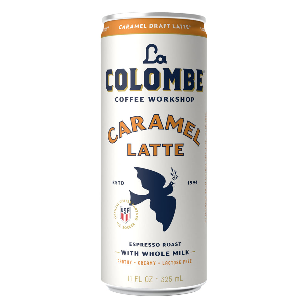 La Colombe label close-up noting Kosher and gluten-free reassurance