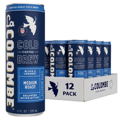 La Colombe front can showing branding and black cold brew benefit of café-quality flavor
