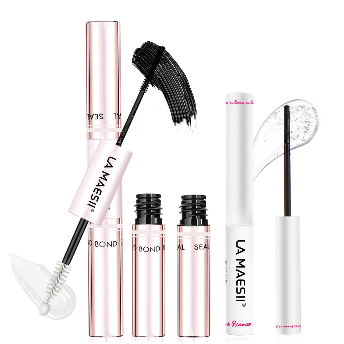 La Maesii front packaging showing complete 3-in-1 lash kit and benefits