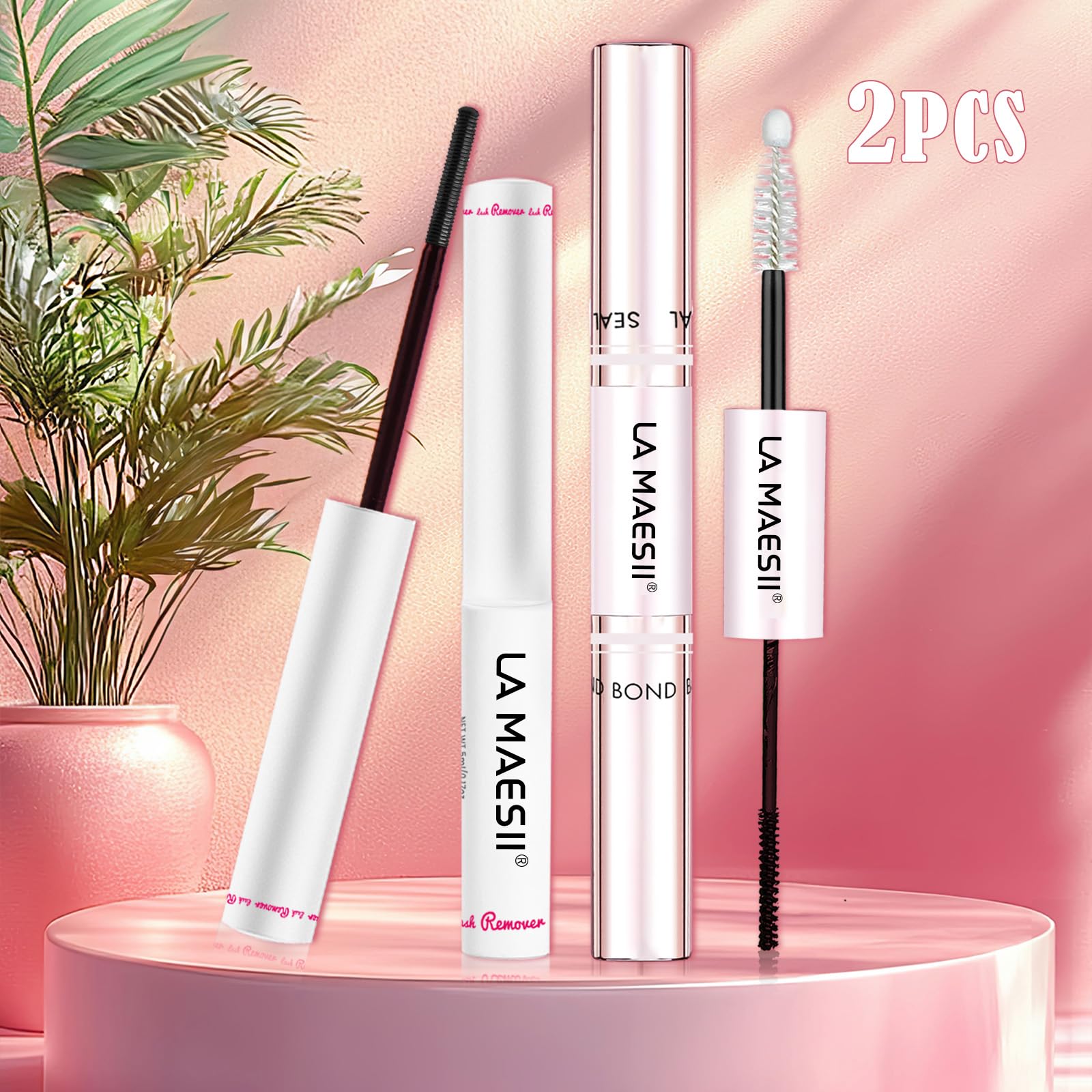 La Maesii kit pictured next to makeup bag showing portable, travel-friendly benefit