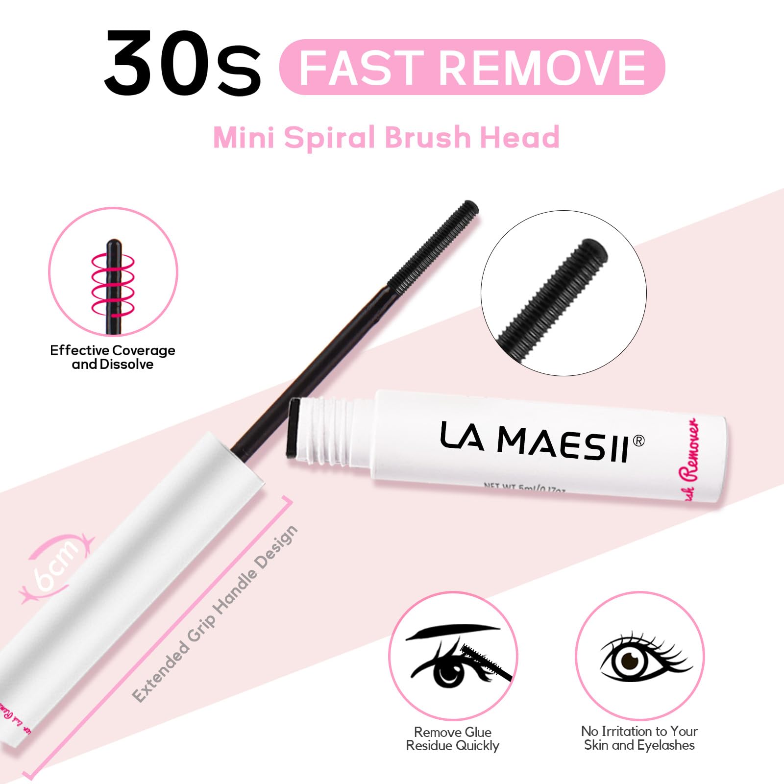 La Maesii spiral-brush remover detail reaching adhesive for easier removal