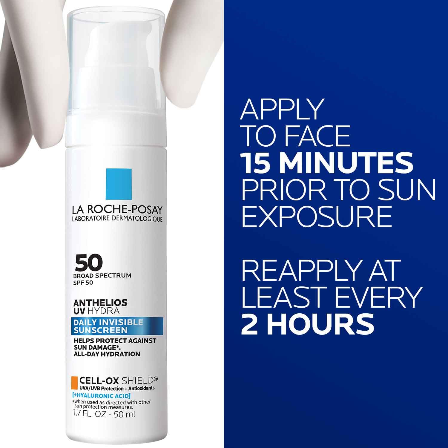 La Roche-Posay sunscreen applied on hand demonstrating quick absorption