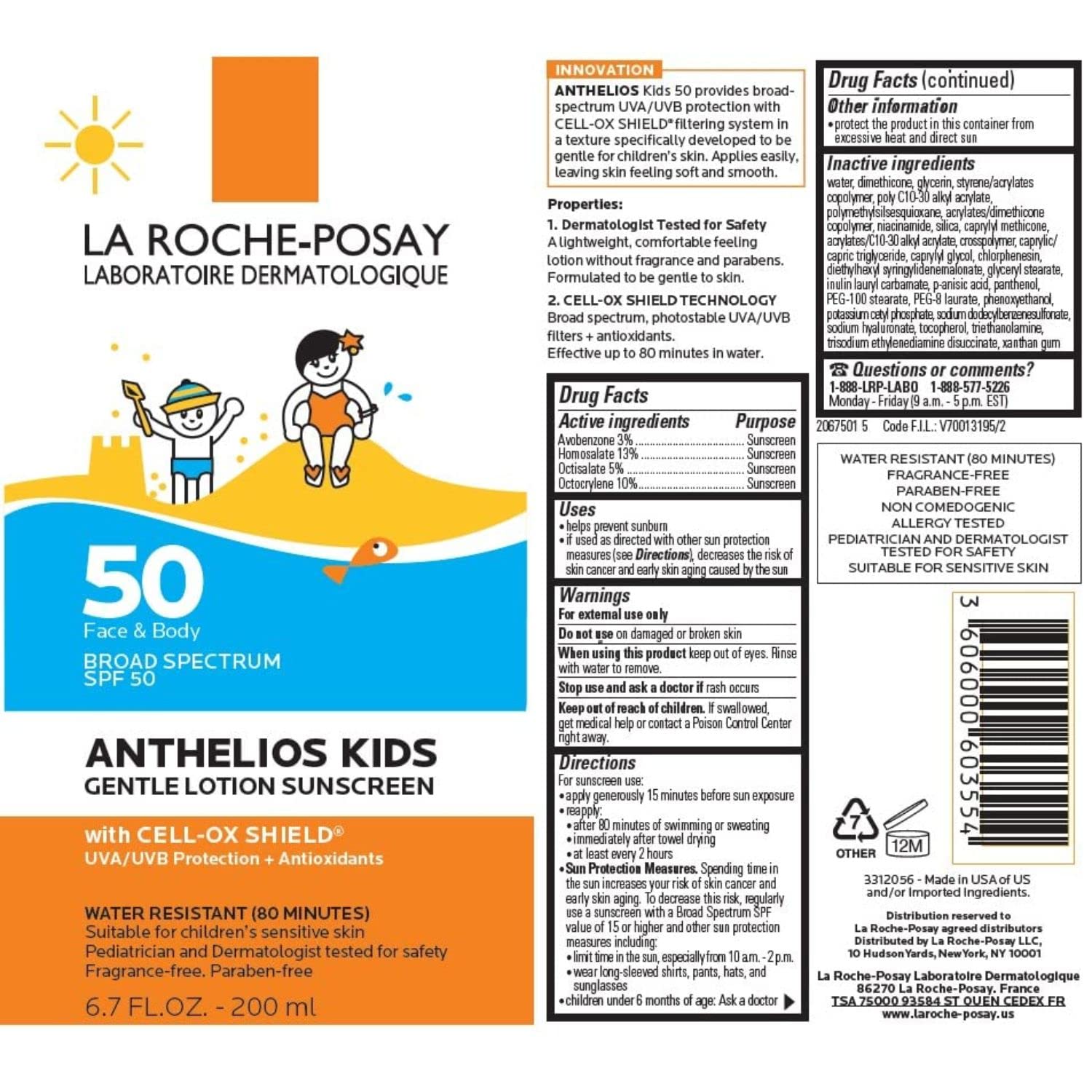 La Roche-Posay label close-up highlighting Cell-Ox Shield and ingredient safety information