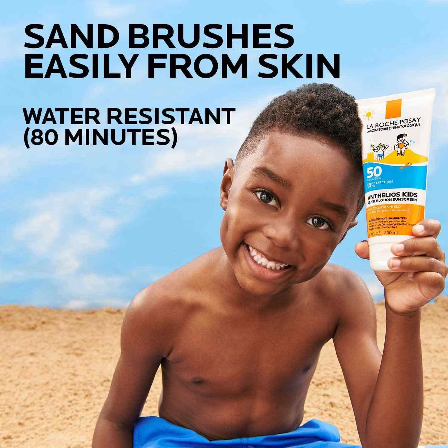 La Roche-Posay next to a ruler showing 6.7oz size for travel and family use convenience