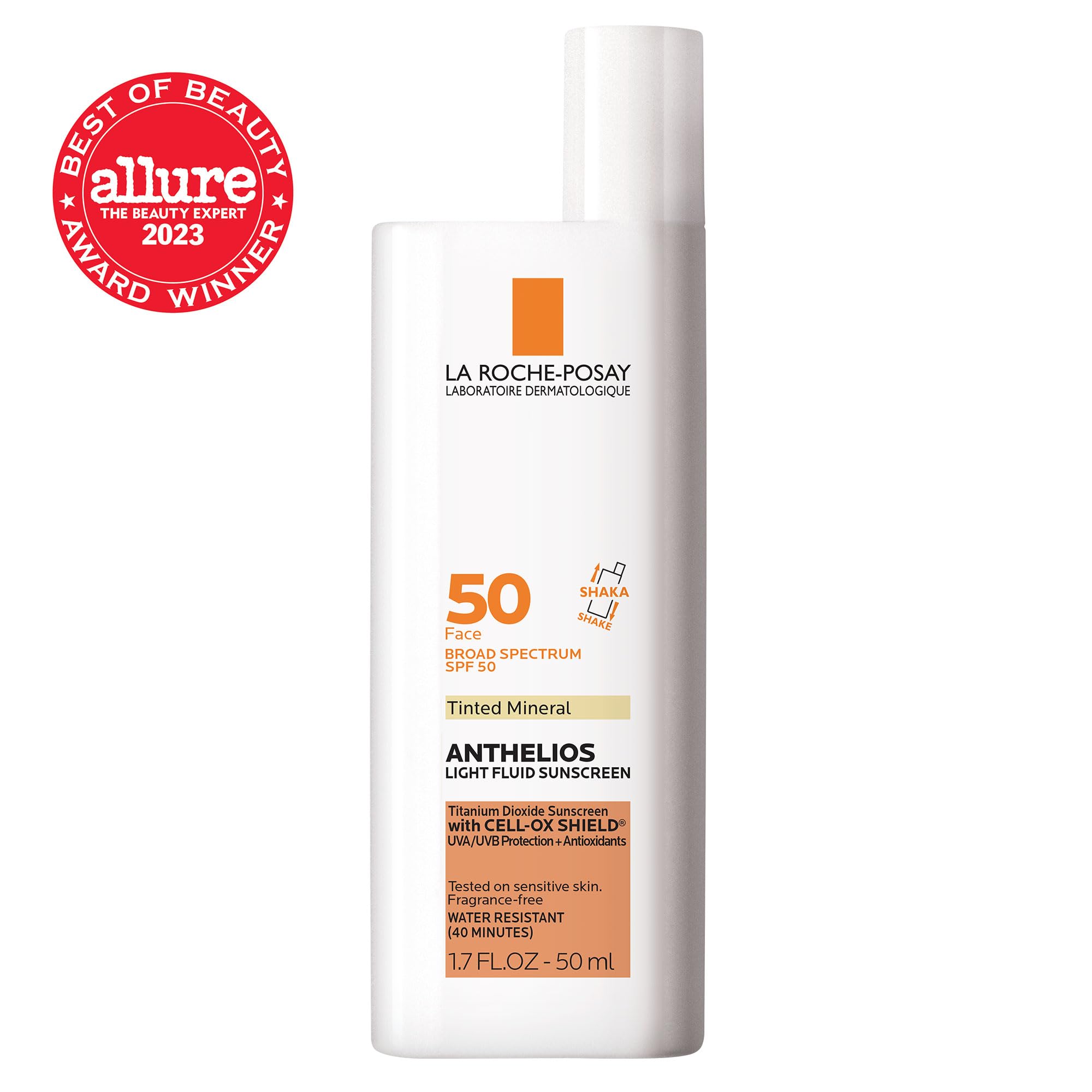 La Roche-Posay close-up of creamy tinted texture demonstrating lightweight absorption