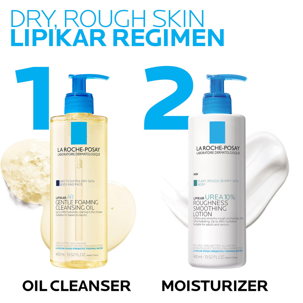 La Roche-Posay applying lotion on leg to demonstrate smoothing and hydration