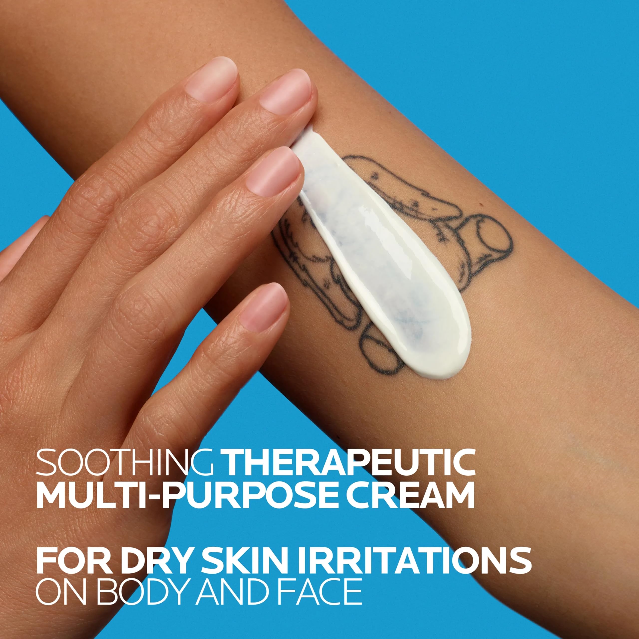 La Roche-Posay on lips and hands, highlighting multi-use hydration and softening
