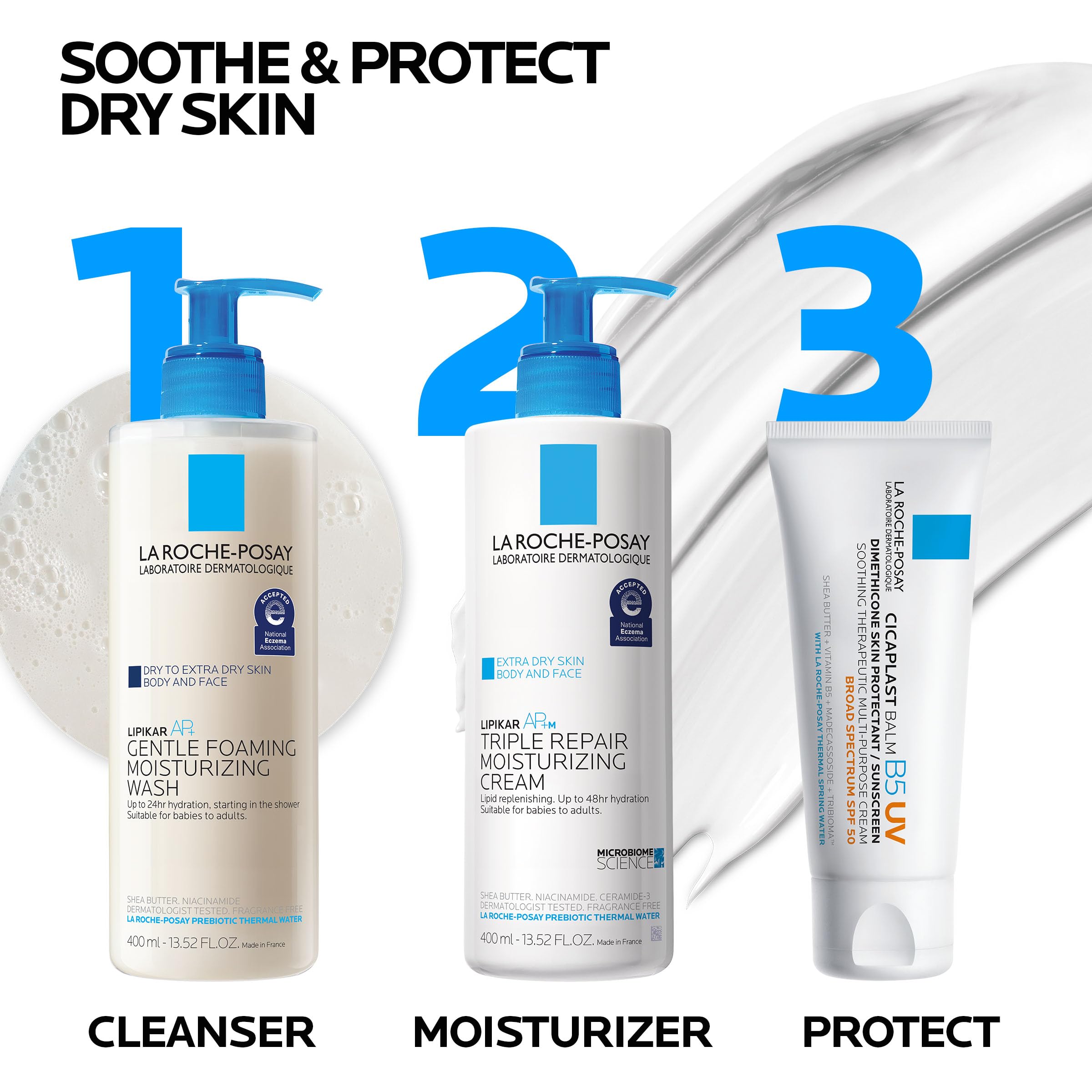 Ingredients panel close-up showing La Roche-Posay comforting actives