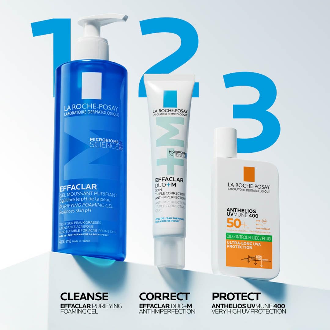 La Roche-Posay product on bathroom counter in routine scene