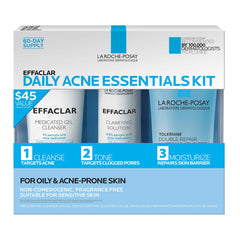 La Roche-Posay Effaclar kit front packaging showing all three products and benefits