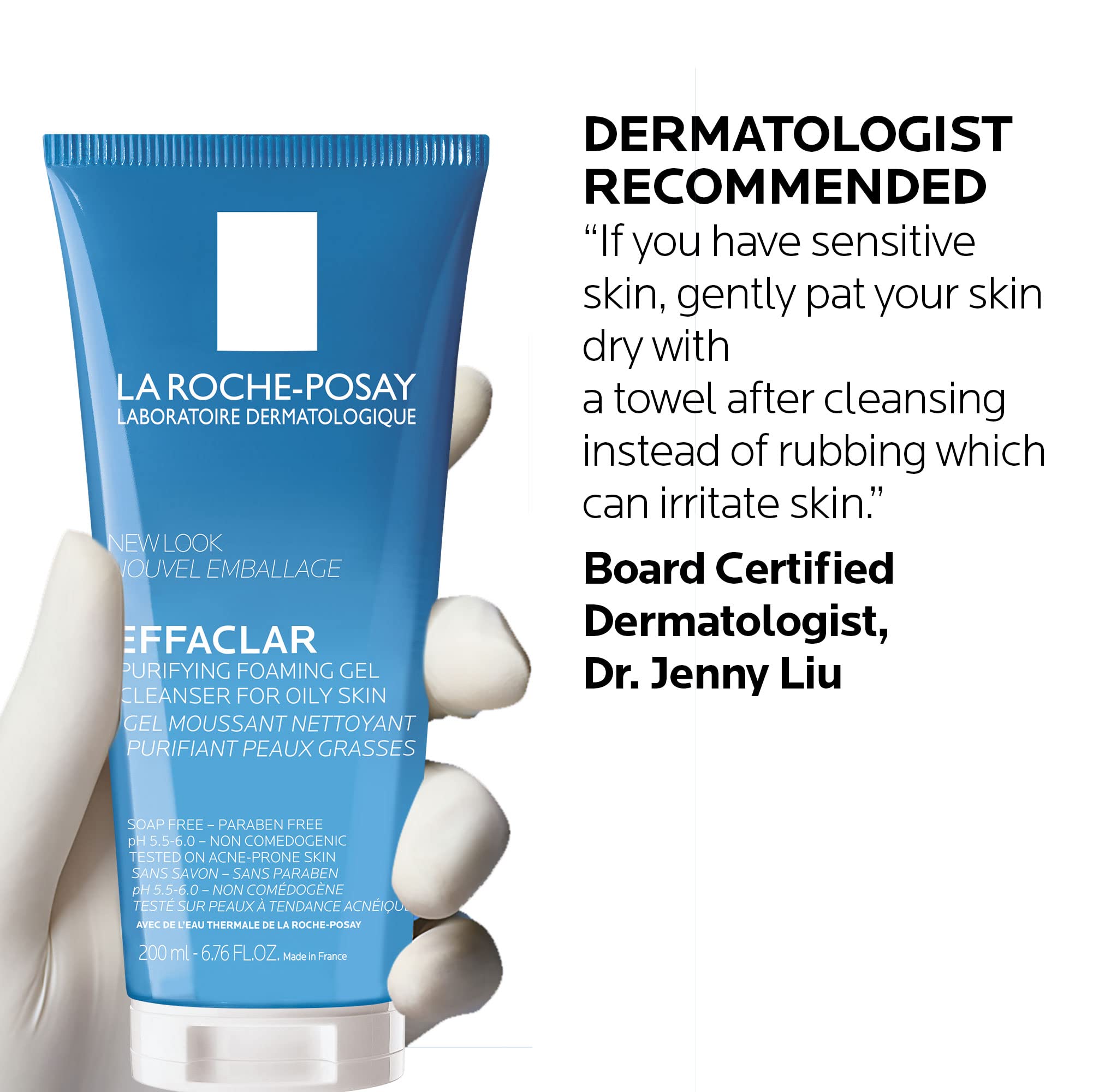 La Roche-Posay product label with ingredients highlighting zinc pidolate for oil control