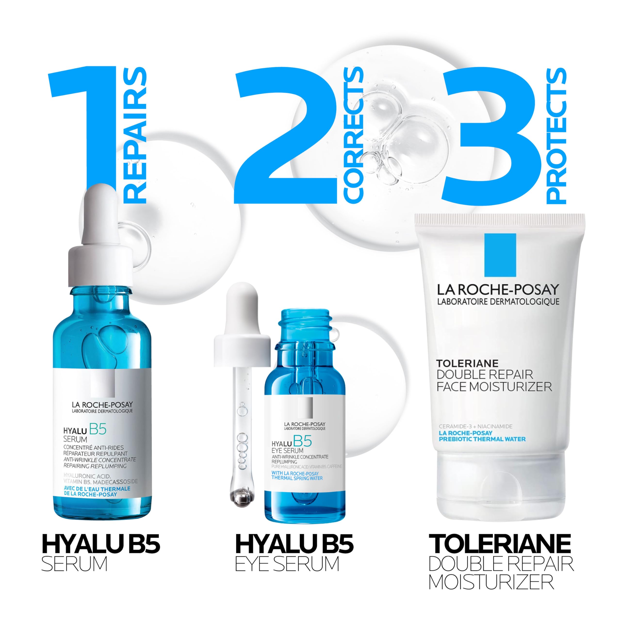 La Roche-Posay clinical-style packaging shot emphasizing dermatologist-tested benefit