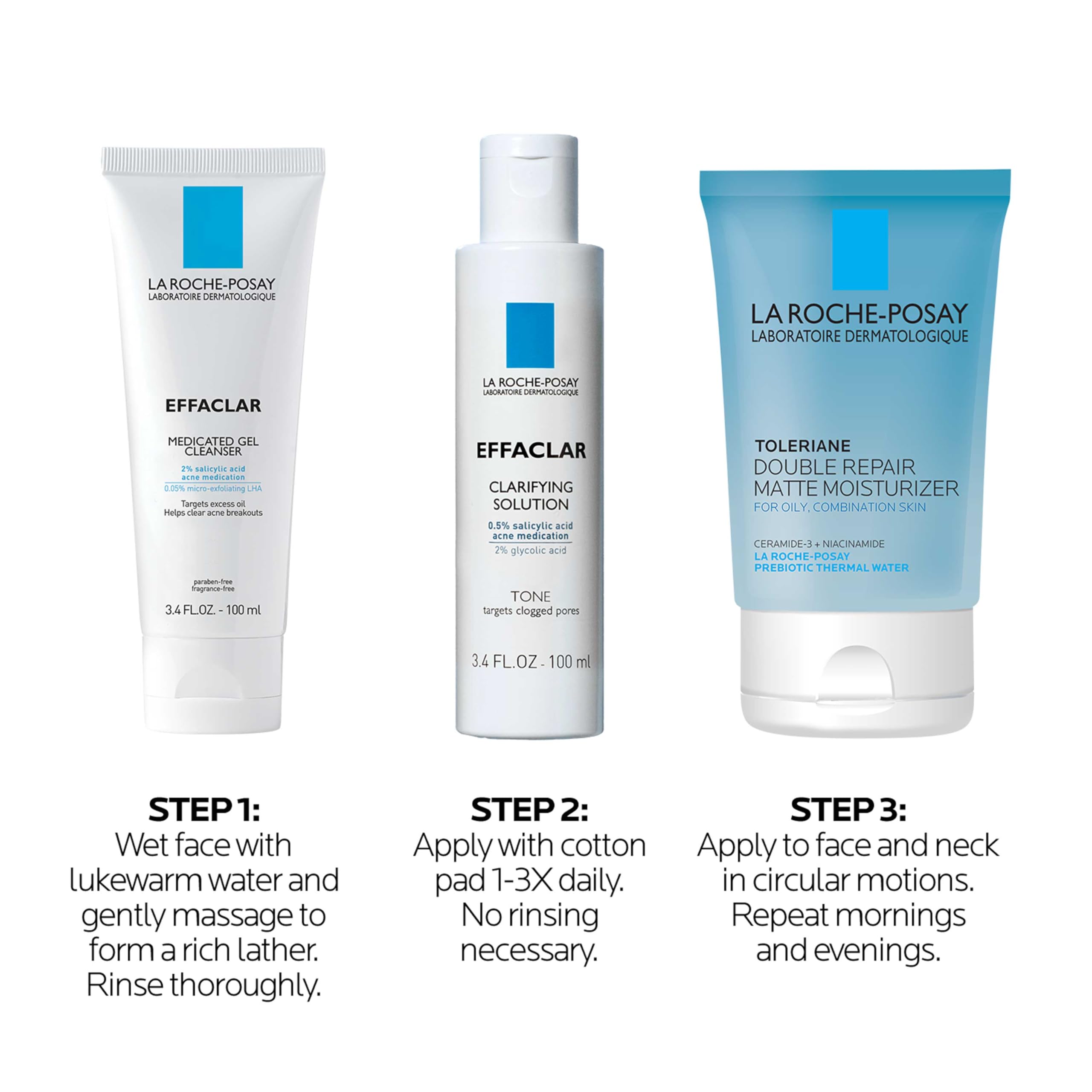 La Roche-Posay Effaclar kit placed on bathroom counter for everyday routine context
