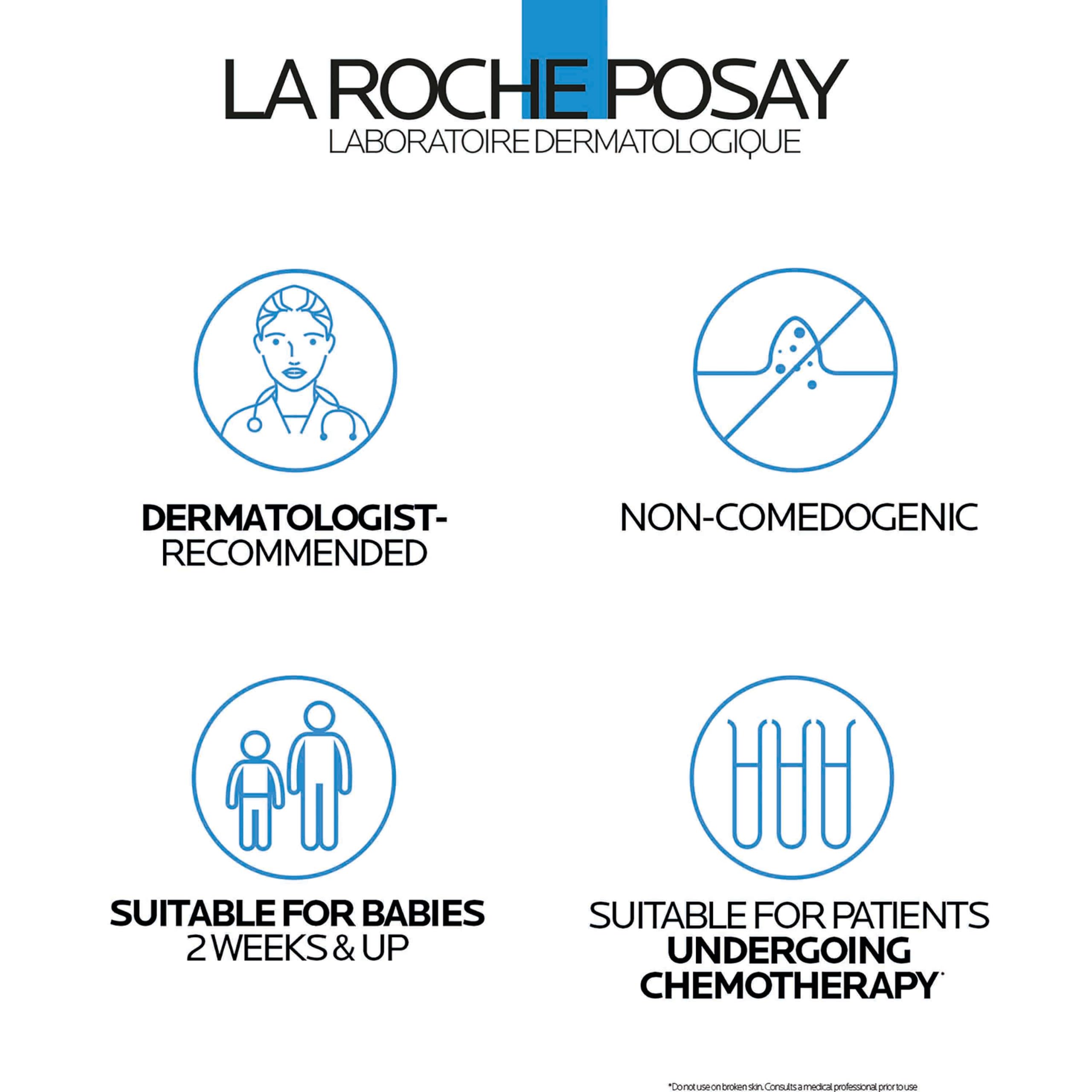 La Roche-Posay size comparison with hand to show 13.52oz scale