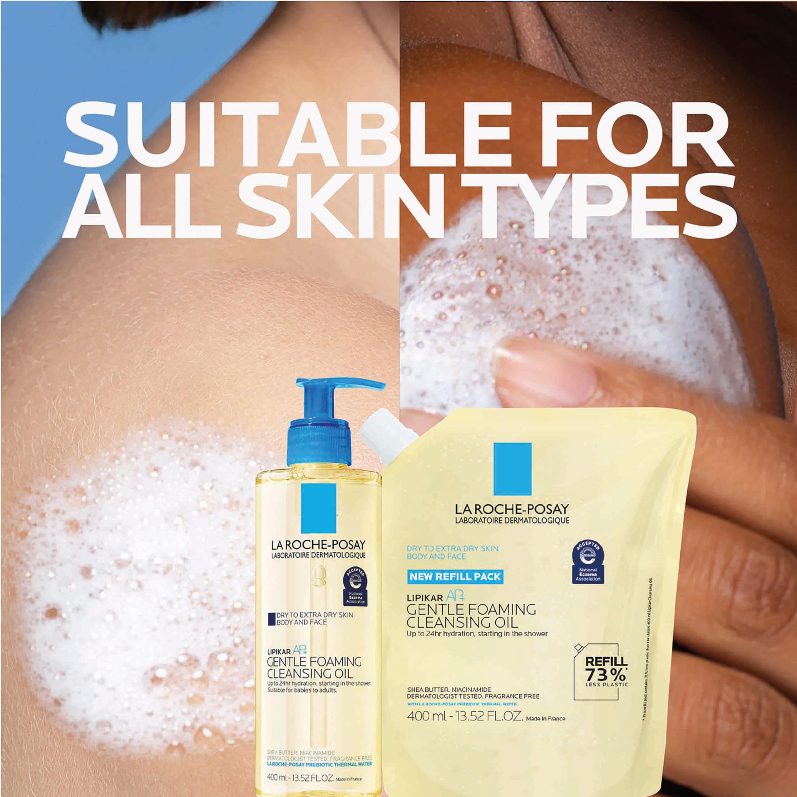 La Roche-Posay in-shower use on skin, hydrating and soothing benefit