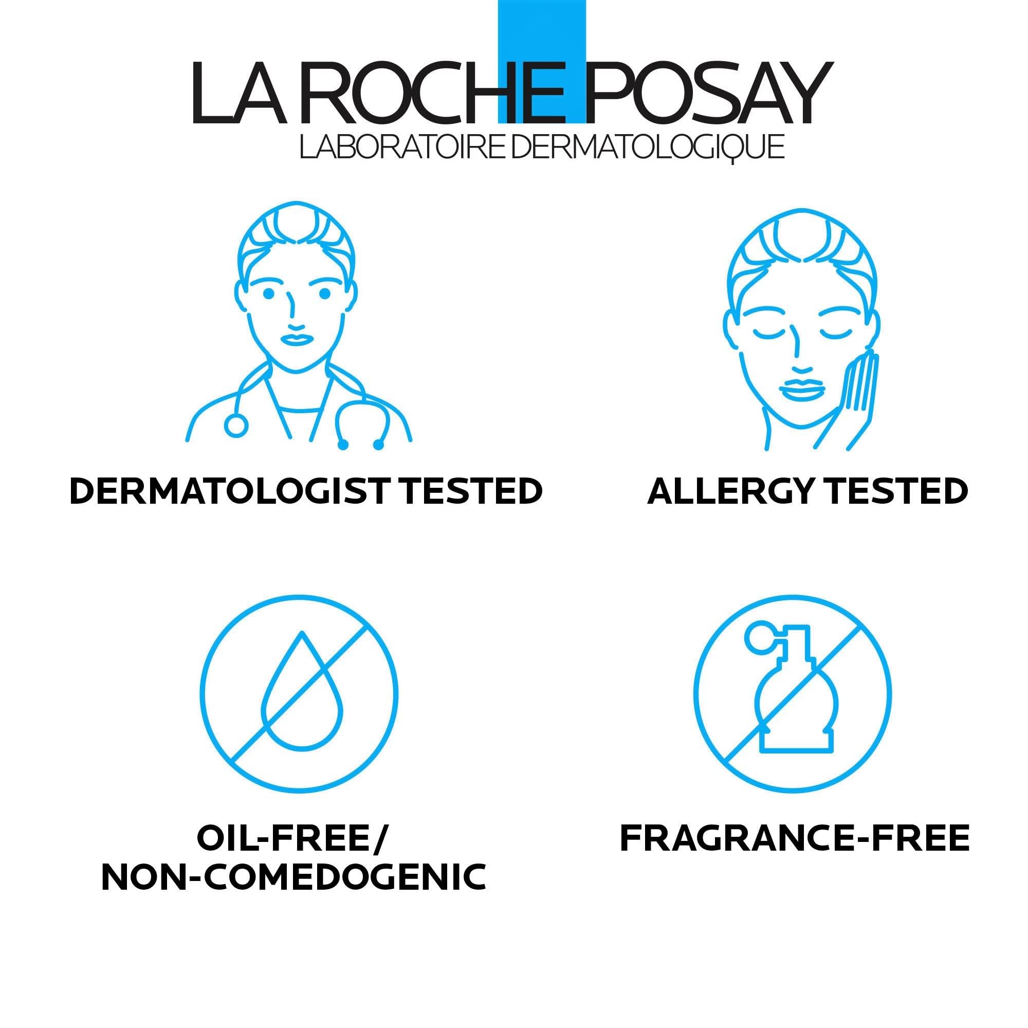 La Roche-Posay 13.5oz bottle next to common objects for size perspective