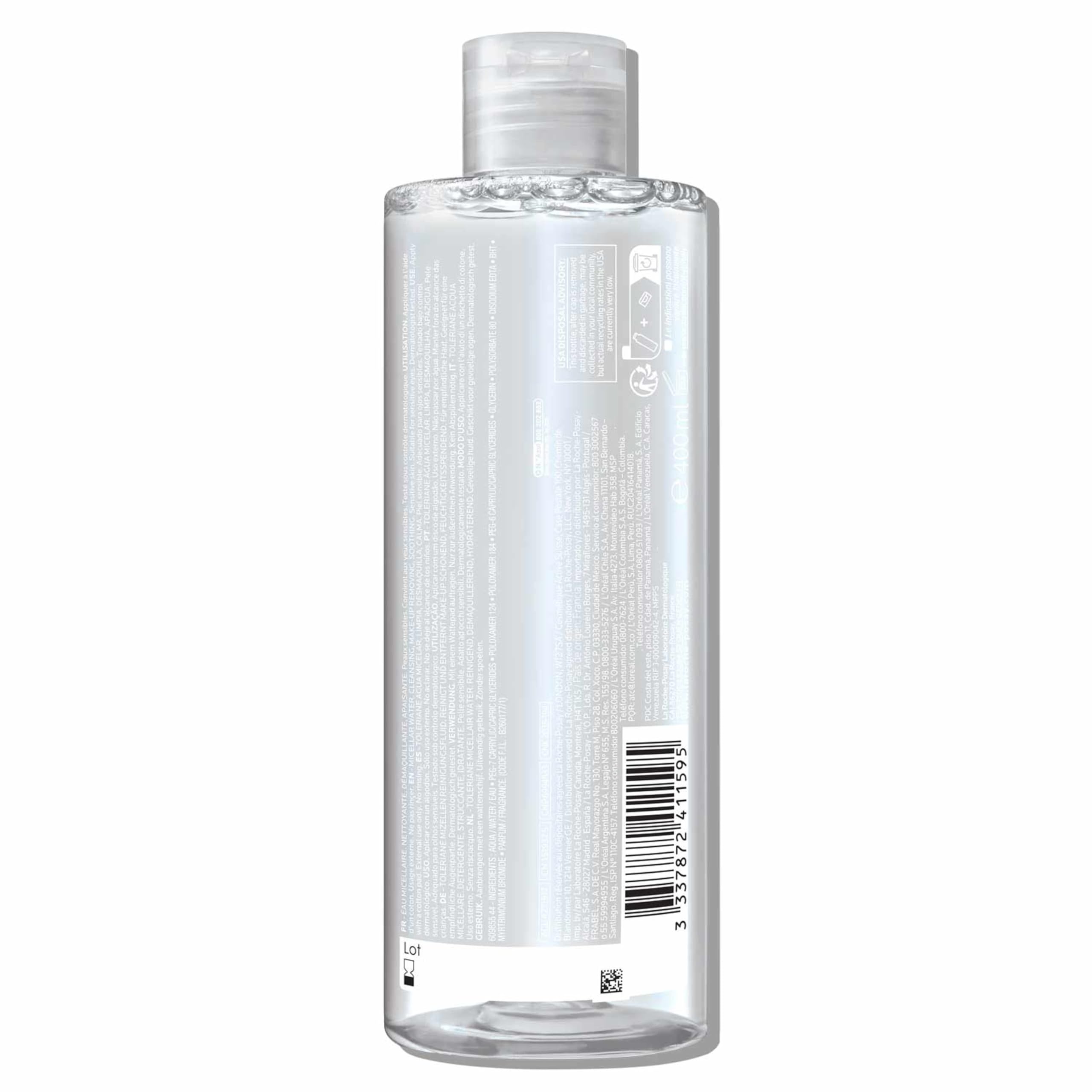 La Roche-Posay open cap dispensing micellar water for convenient application