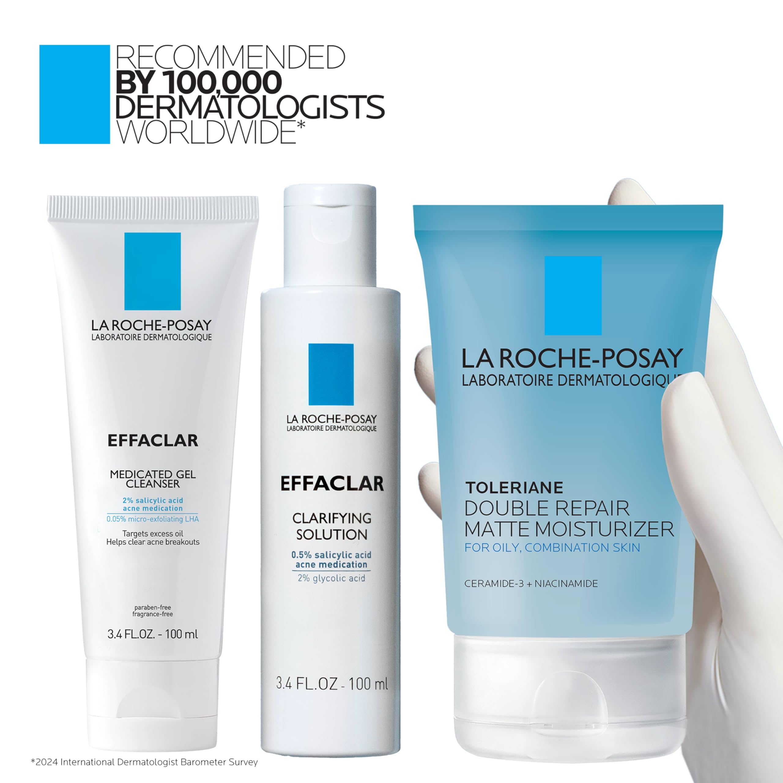 La Roche-Posay products beside thermal spring water bottle emphasizing soothing ingredient