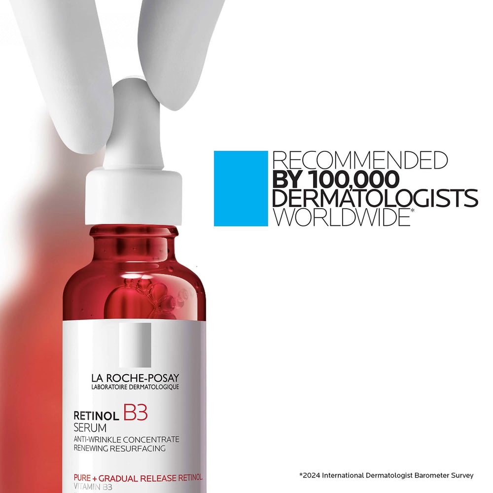 La Roche-Posay conceptual before and after diagram showing improved texture and tone