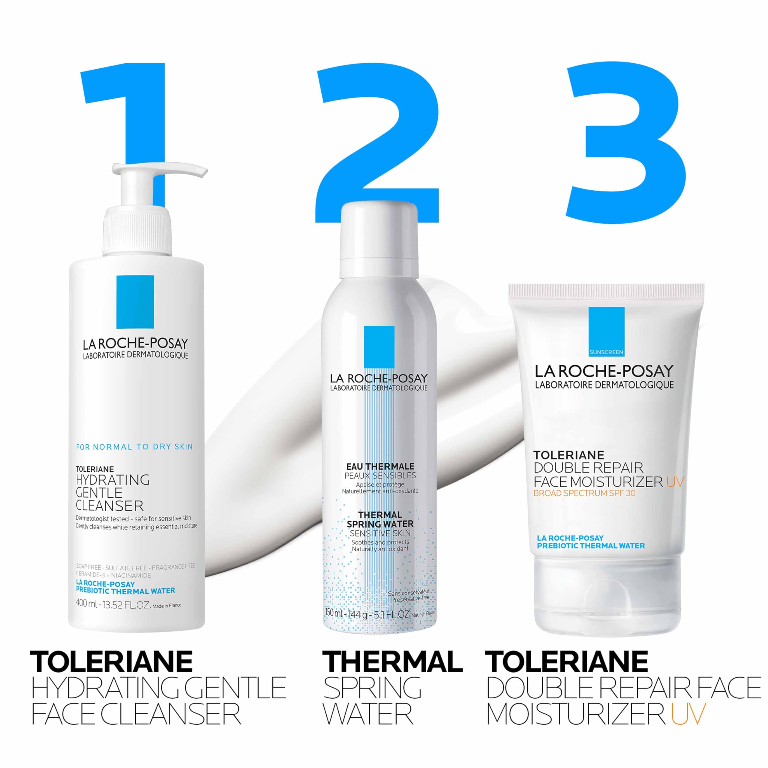 La Roche-Posay ingredient visual highlighting ceramide and niacinamide support