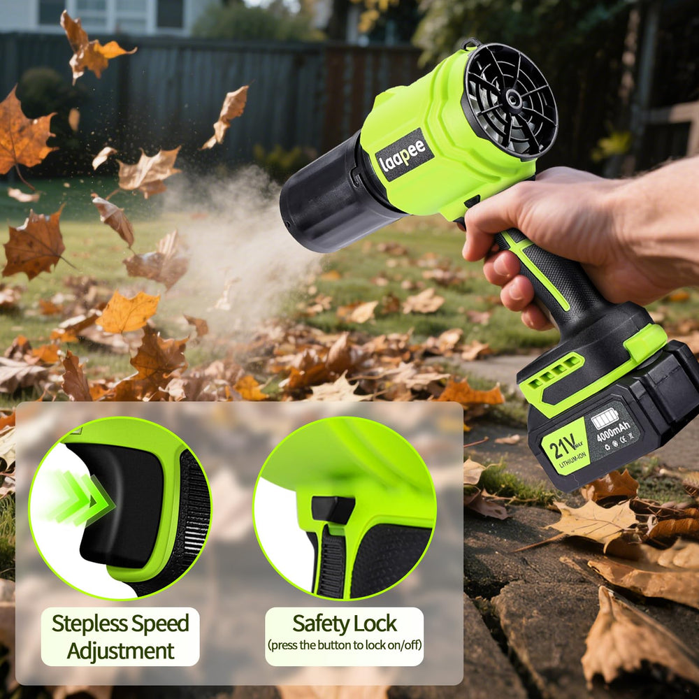 laapee blower held in hand to show lightweight size and easy handling