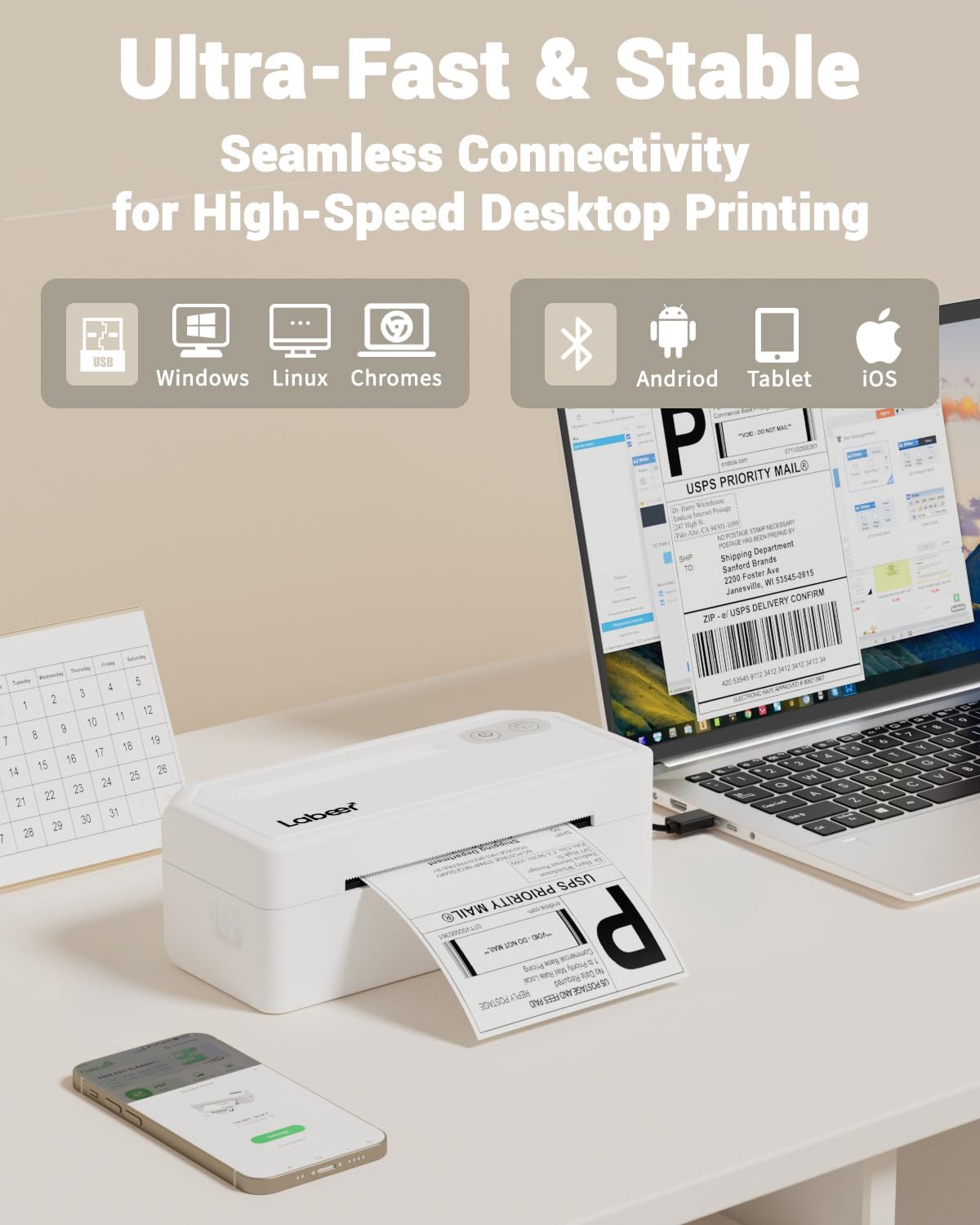Labeer open roll path with label roll visible for quick media loading advantage