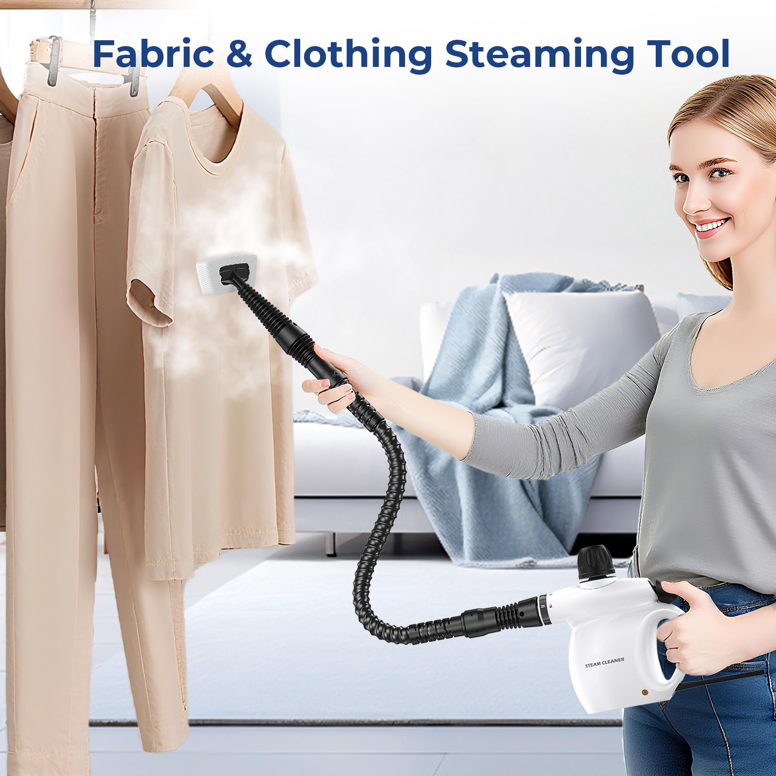 LABIGO handheld steamer next to common objects to show compact scale