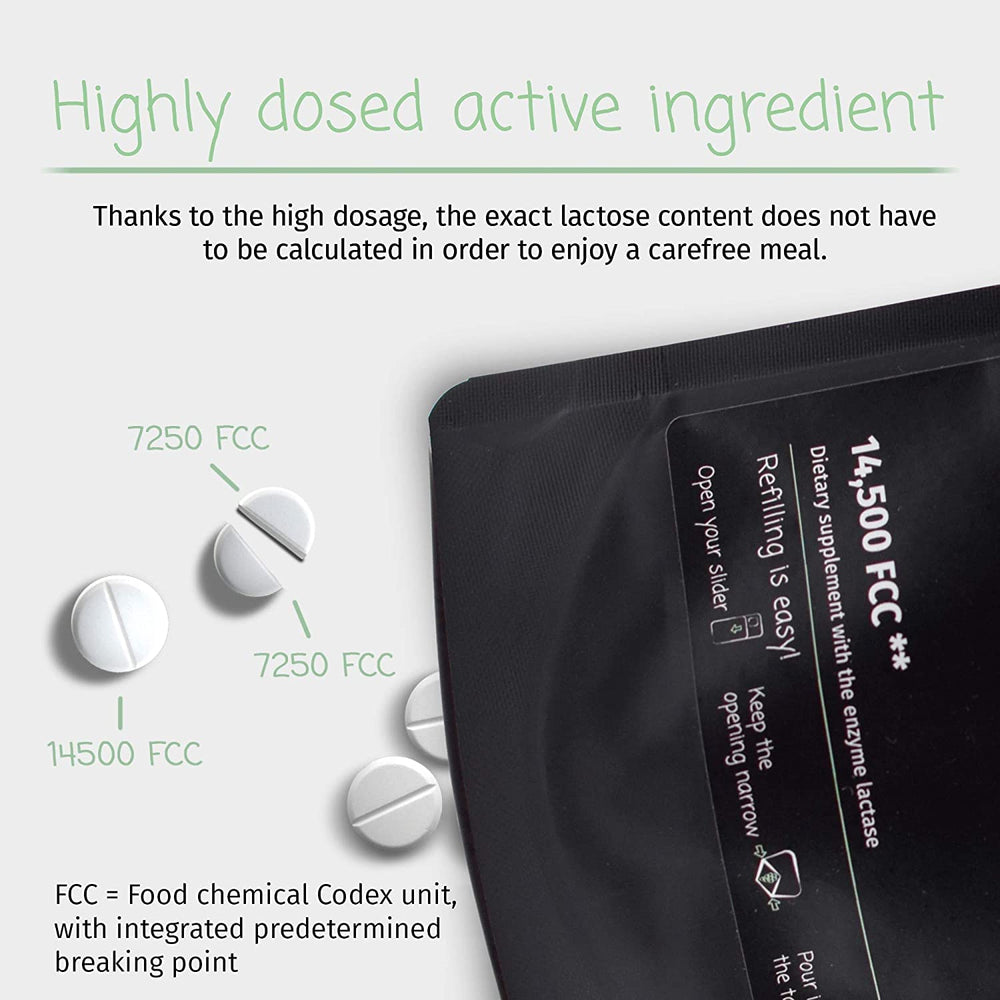 LactoJoy tablets next to a ruler showing size for discreet portability benefit